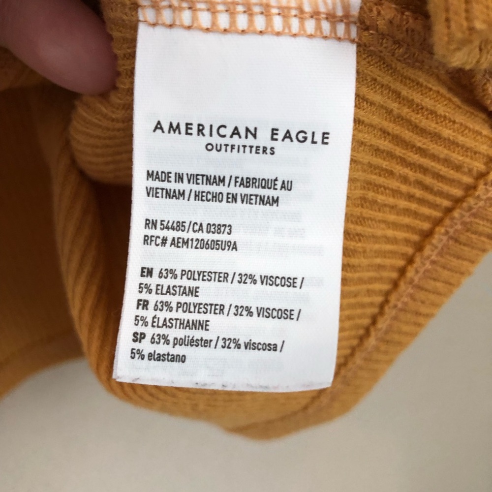 American Eagle Mustard Yellow Ribbed Crop Top - Picture 4 of 5